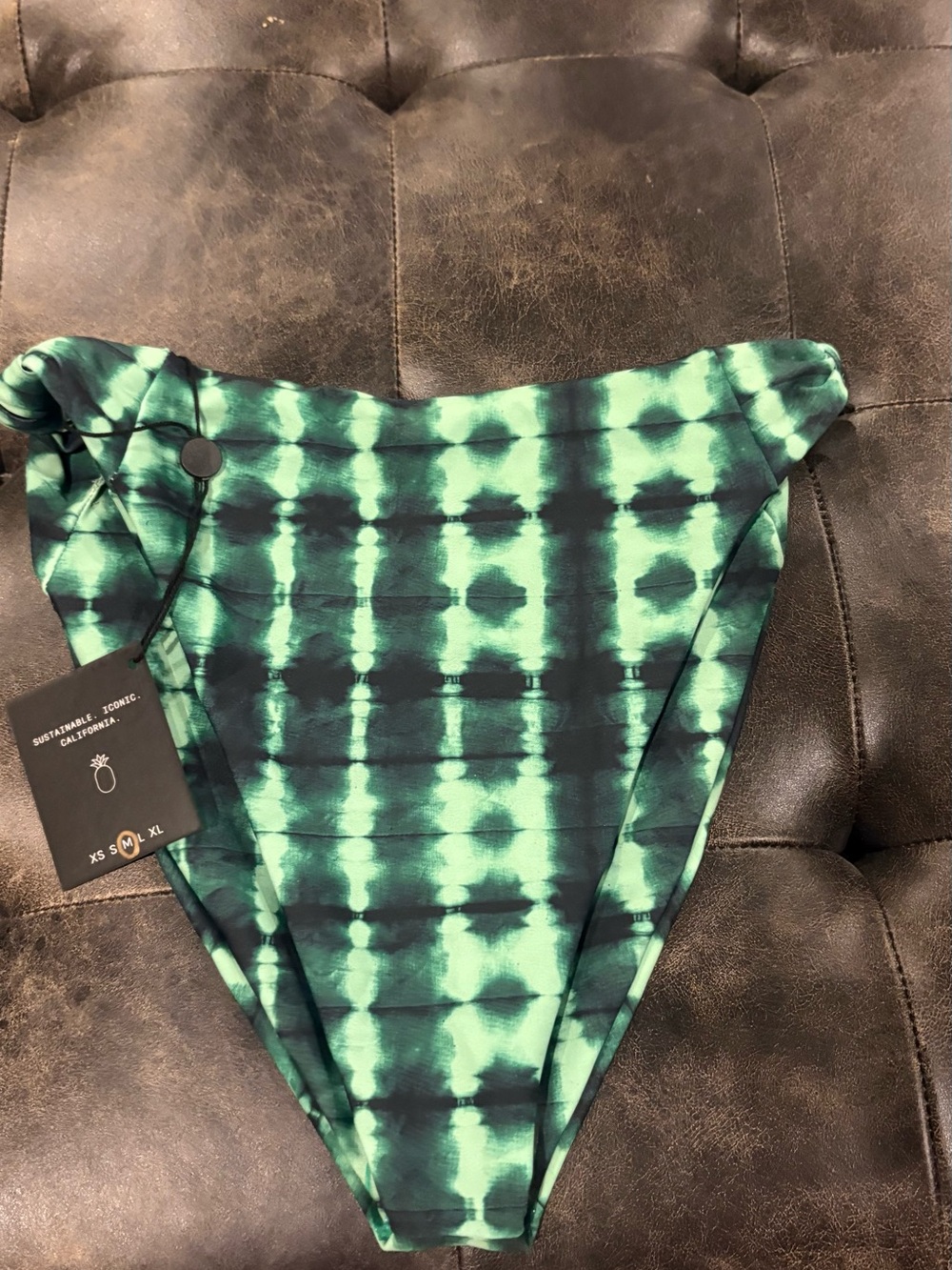 Green Tie-Dye High-Cut Bikini Bottom